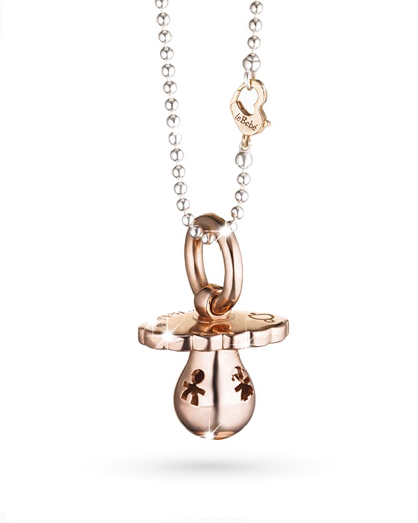  Ciondolo leBebe SNM002 SuonAmore ciuccio argento placcato oro rosa - LE BEBE
