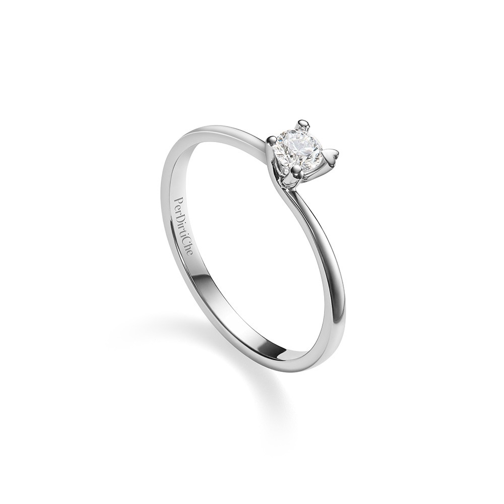 Anello solitario valentino oro bianco griff cuore 0,10 ct - PER DIRTI CHE