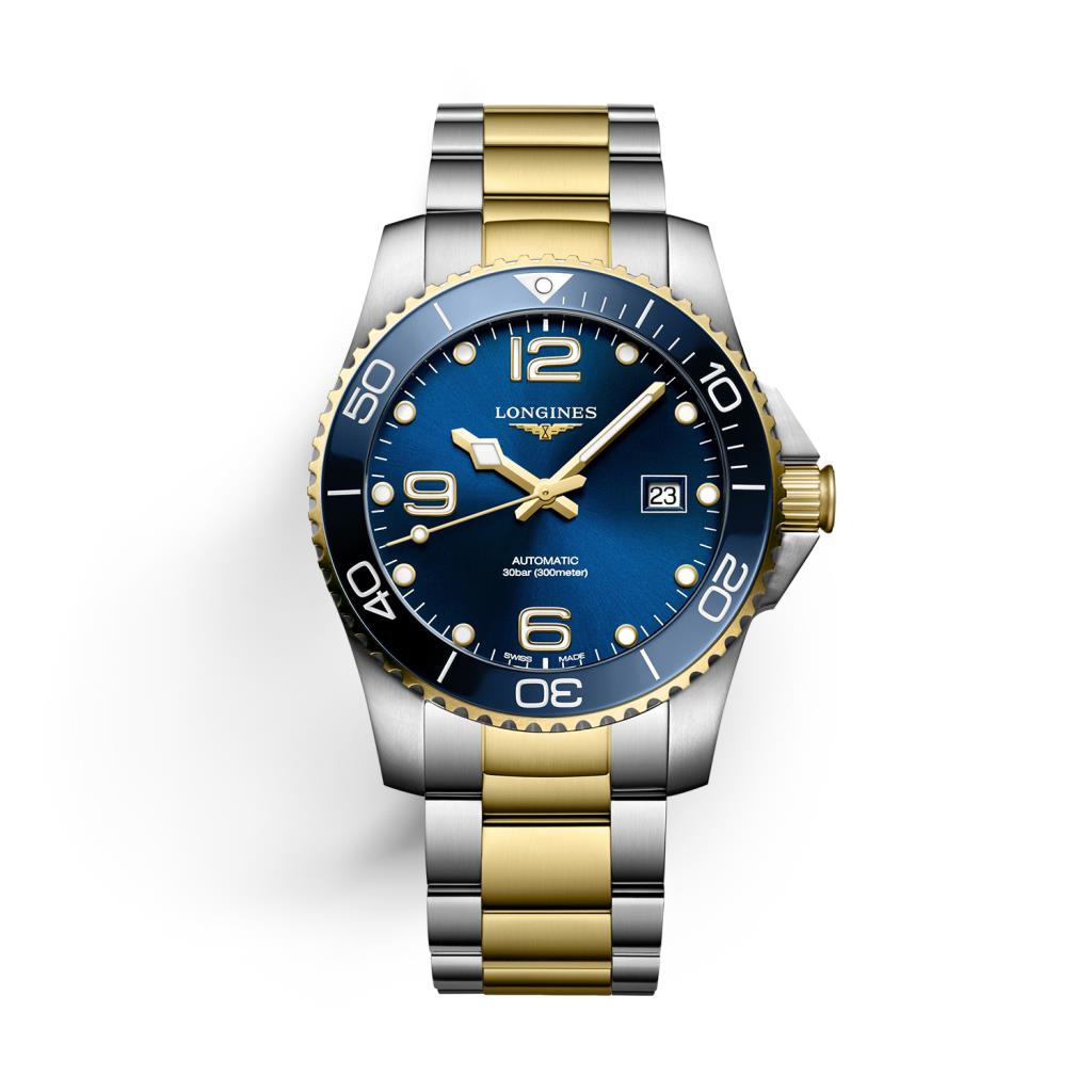Longines Hydroconquest L3.781.3.96.7 auto rubber 41mm watch - LONGINES