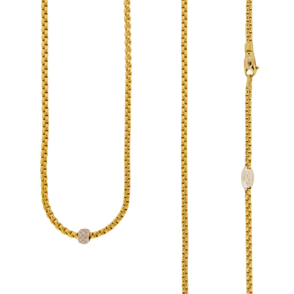 70cm long necklace in 18kt yellow gold and diamond rondel Eka - FOPE