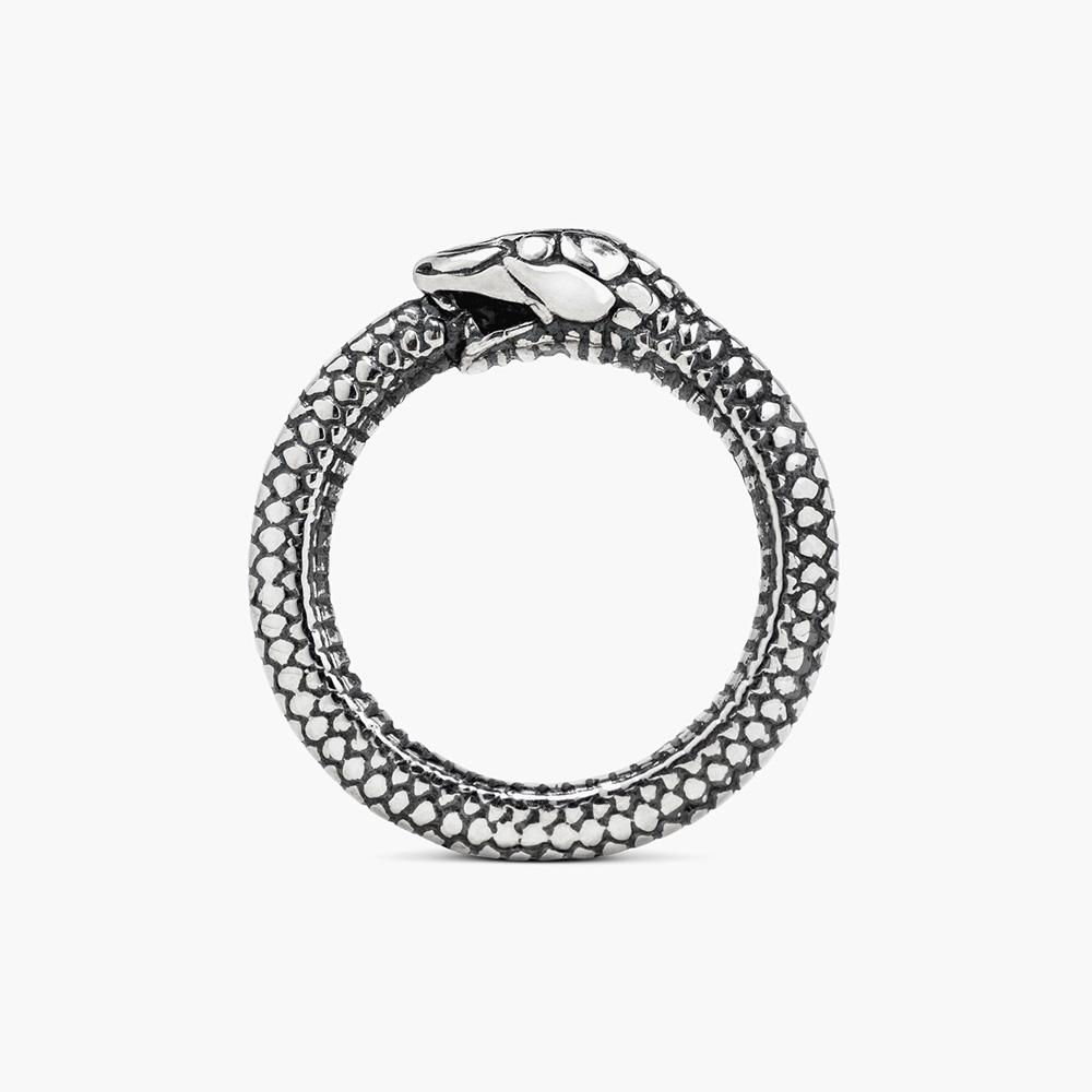 Ouroboros snake ring in polished burnished silver Nove25 - NOVE25