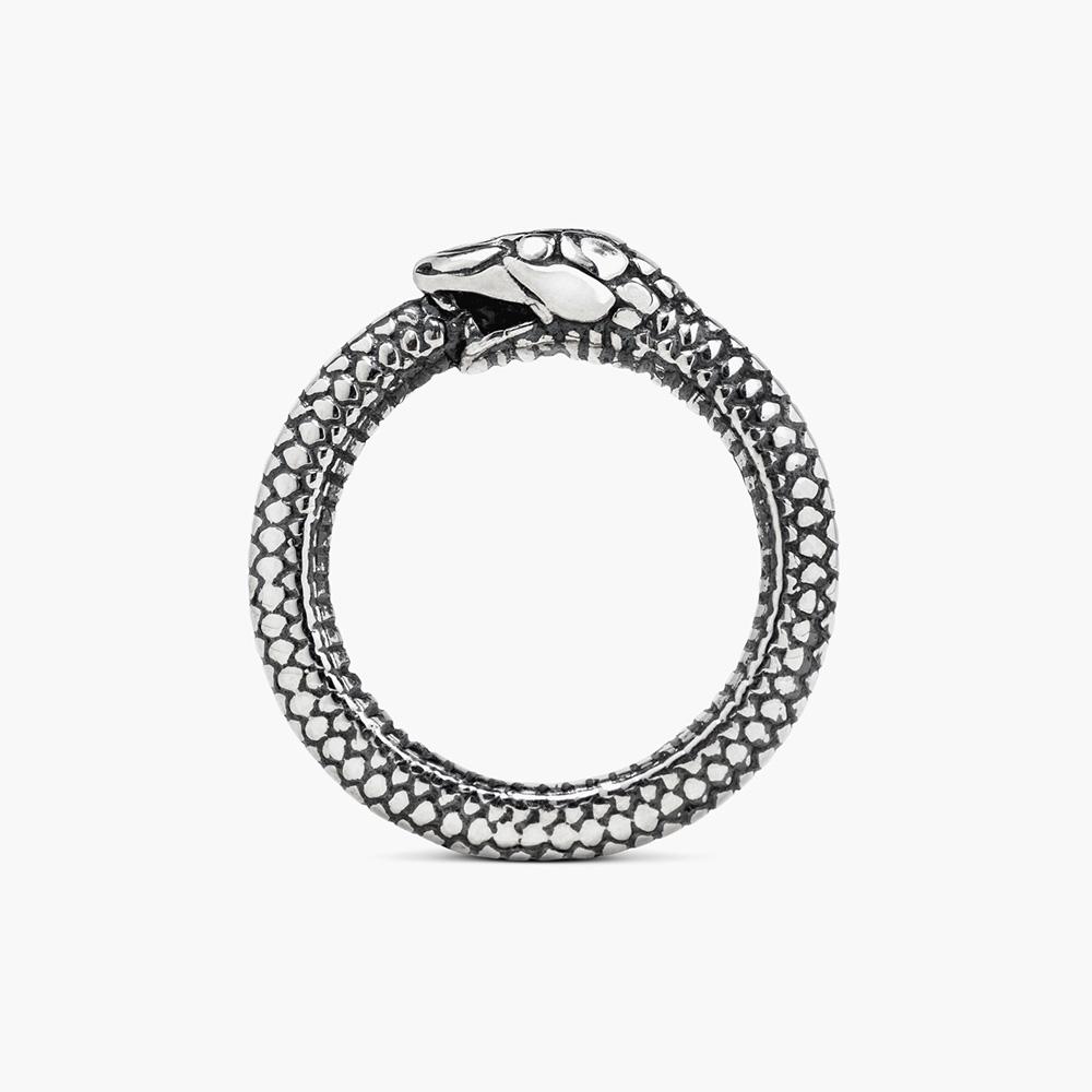 Anello serpente uroboro argento brunito lucido Nove25 - NOVE25