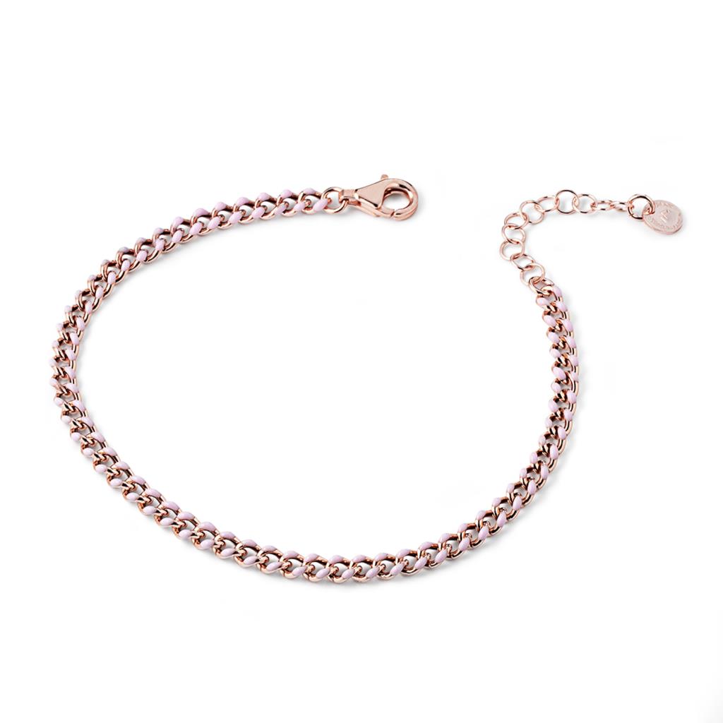 Groumette mesh bracelet in silver and pink enamel - MARCELLO PANE