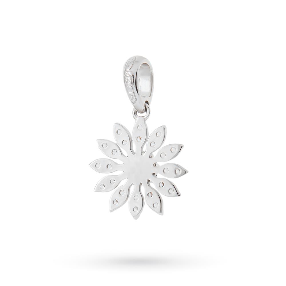 Ciondolo margherita oro bianco 18kt gemme verdi bianche - LUSSO ITALIANO