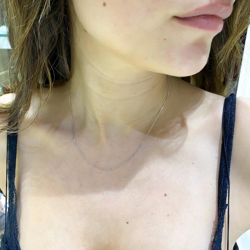  18kt white gold groumette chain &Oslash;0,7mm 45cm - LUSSO ITALIANO