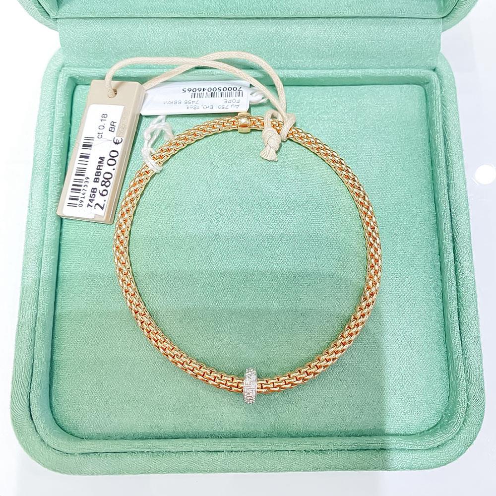  Bracciale oro rosa Flexit con anello diamanti 0,18ct PRIMA - FOPE