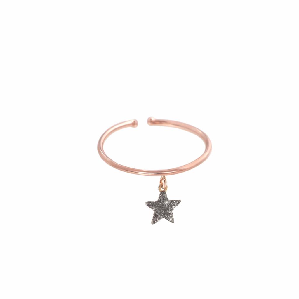 Aurum ring in 18kt rose gold with diamond star - MAMAN ET SOPHIE