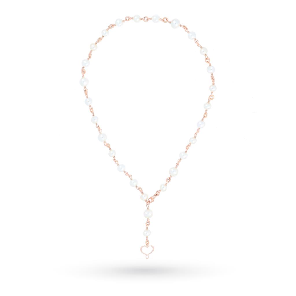 Maman et Sophie rosary necklace in silver and white pearls - MAMAN ET SOPHIE