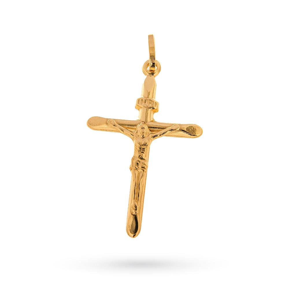 Polished 18kt yellow gold crucifix pendant - LUSSO ITALIANO