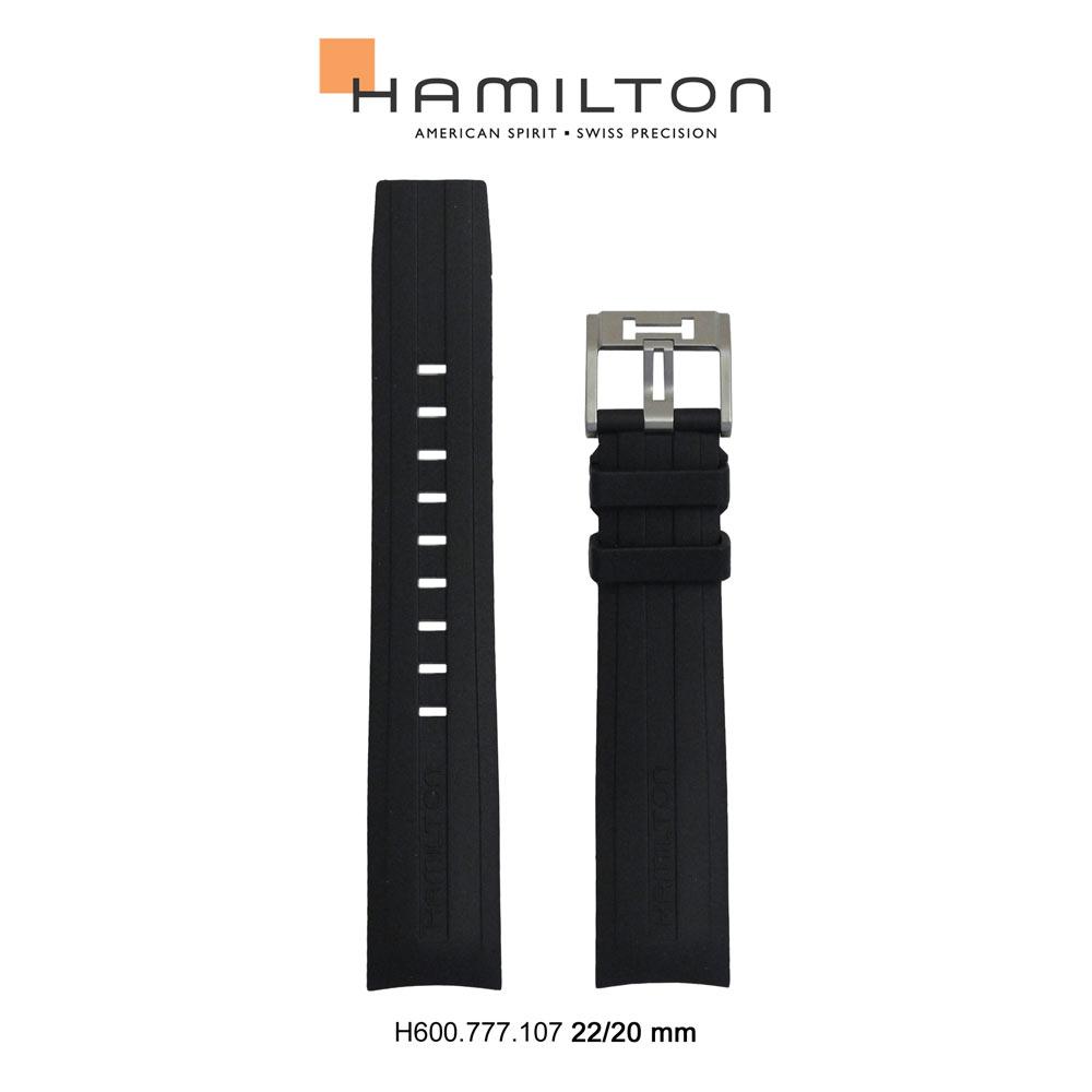 Hamilton Black Rubber Strap 22-20mm with Buckle - HAMILTON