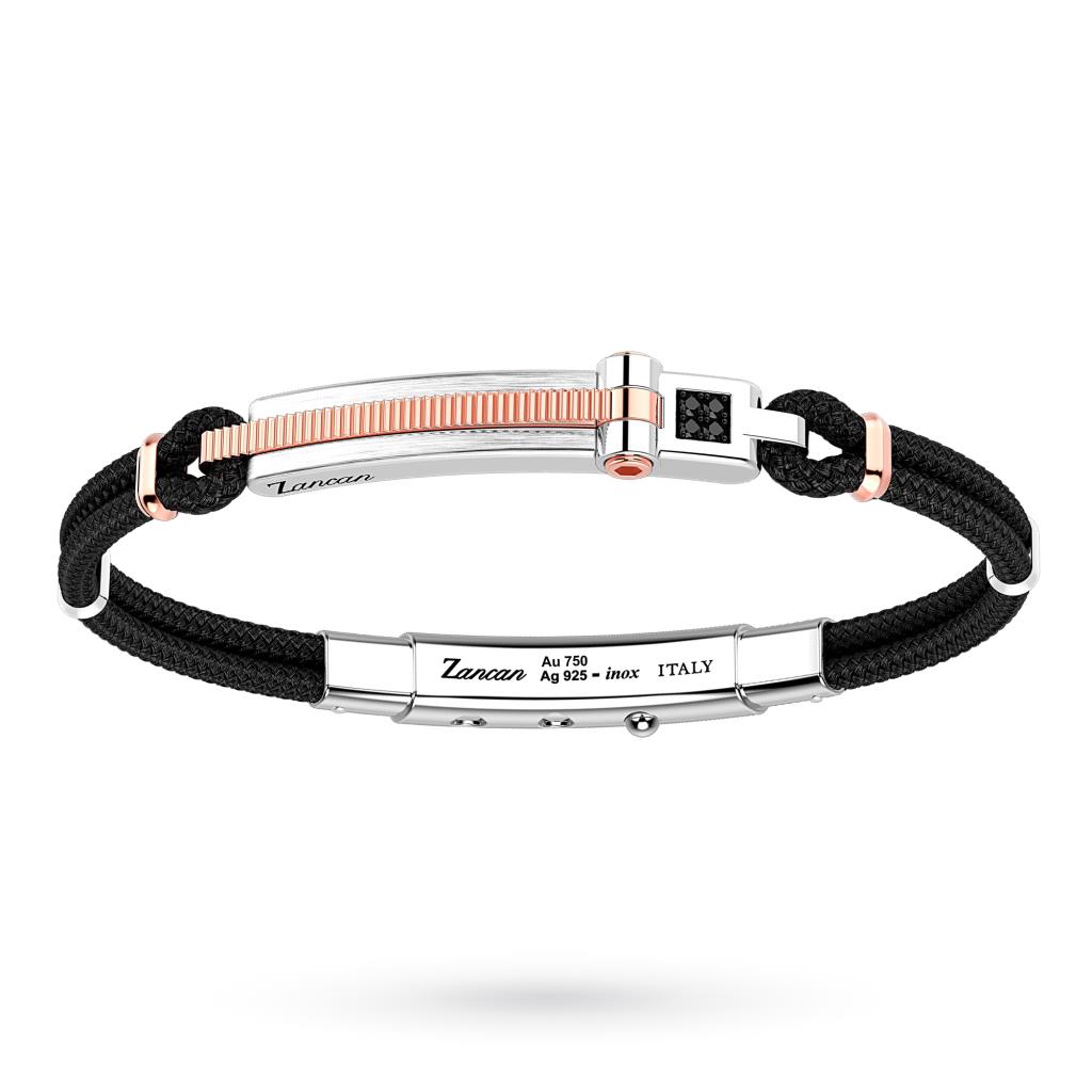 Zancan EXB788-N kevlar bracelet with silver and rose gold plate and spinels - ZANCAN