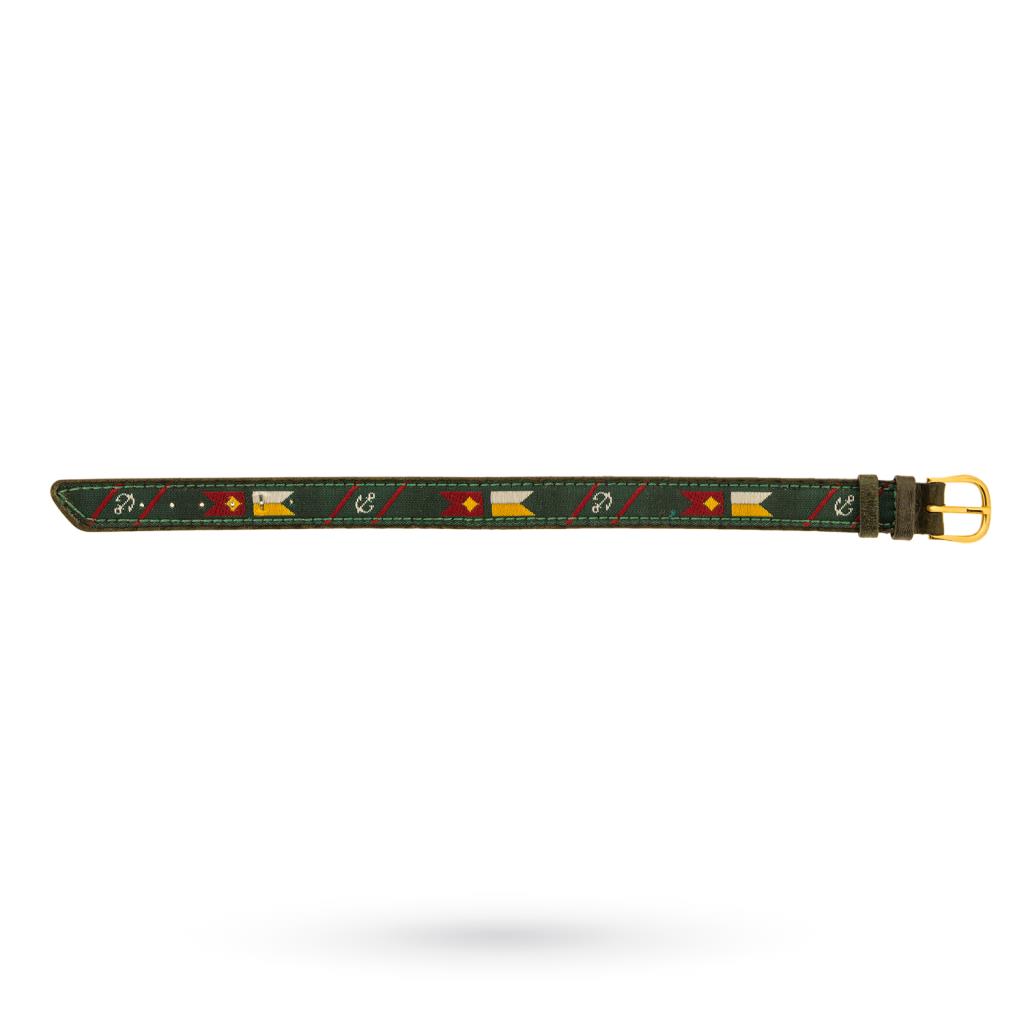 Cinturino pelle e tessuto trama marinara 12mm - 