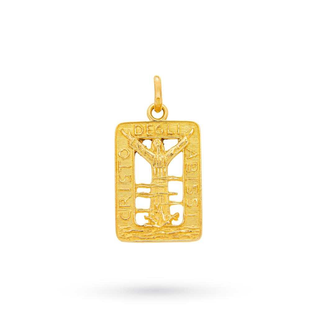 Ciondolo Cristo degli Abissi rettangolare oro giallo 18kt - UNBRANDED