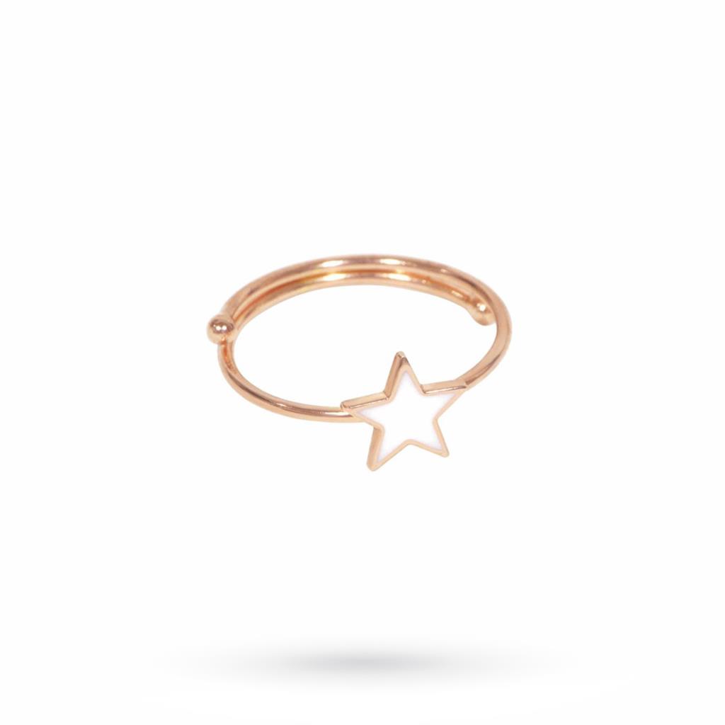 Ring with white star in rose gold plated 925 silver - MAMAN ET SOPHIE