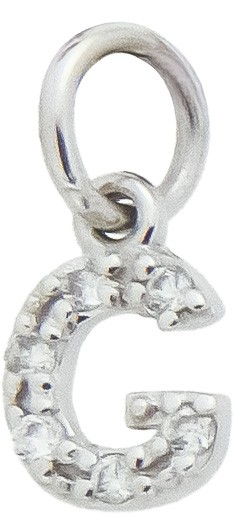 Ciondolo iniziale G stampatello h 5,30mm oro bianco diamanti - CICALA