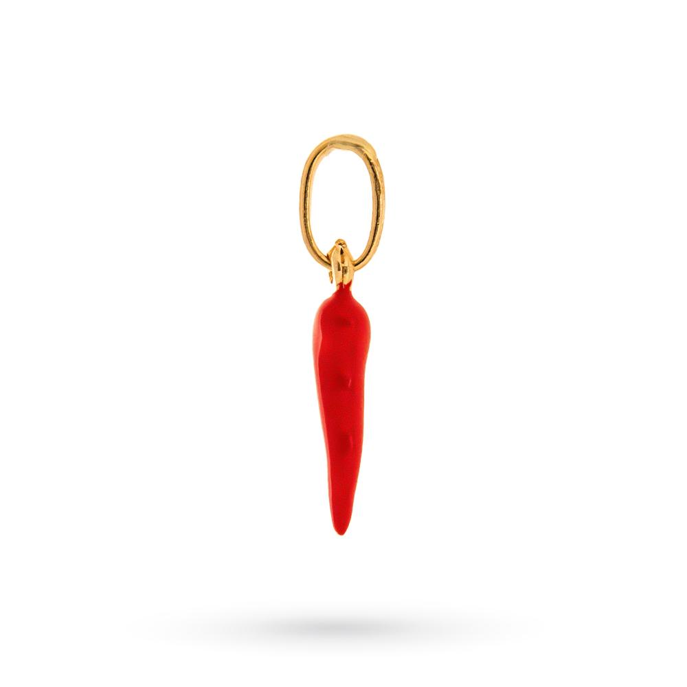 Cornet pendant in 18kt yellow gold with red enamel - LUSSO ITALIANO