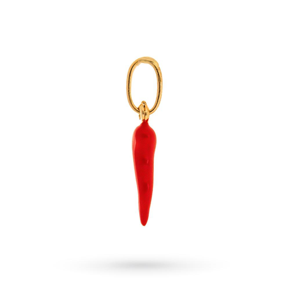 Ciondolo cornetto oro giallo 18kt smalto rosso - LUSSO ITALIANO