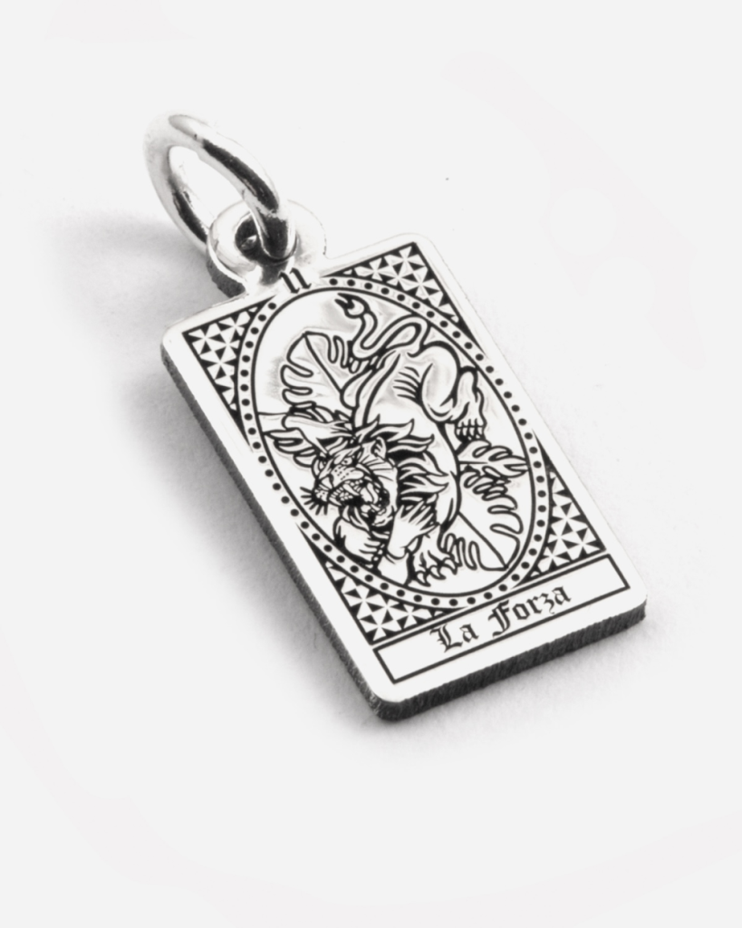 Ciondolo Carta Tarocchi La Forza in argento 925 Grande - NOVE25