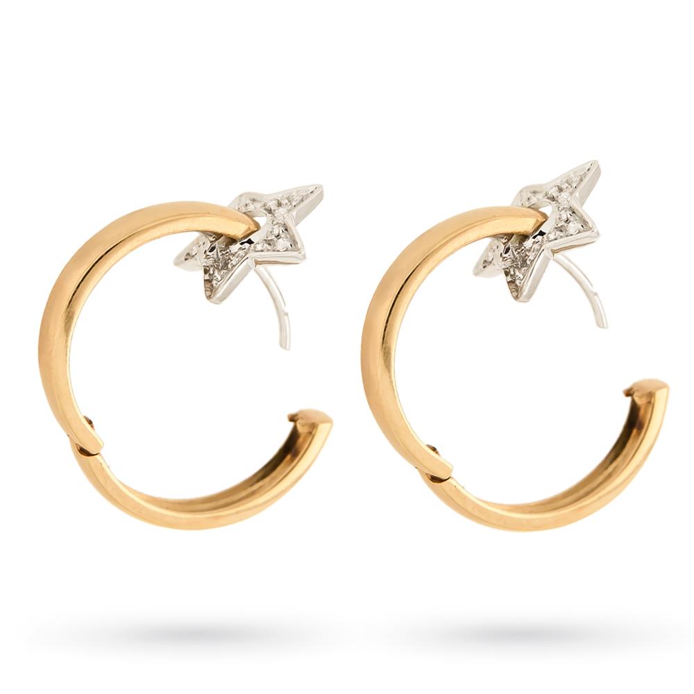  Orecchini Giorgio Visconti cerchi stelle oro diamanti 0,16ct - GIORGIO VISCONTI