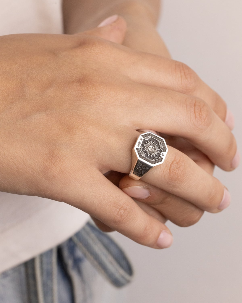  Ring The Chariot Tarot Card in 925 silver - 