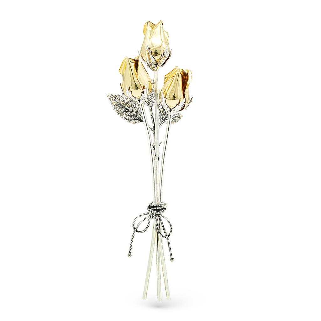 Mazzolino di rose dorate soprammobile in argento dorato 17cm - GI.RO’ART