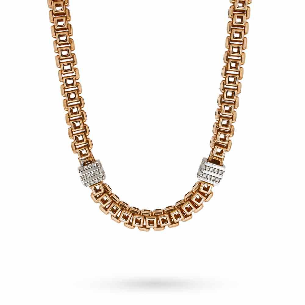 FOPE Mondrian necklace in white rose gold and diamonds 45cm - FOPE
