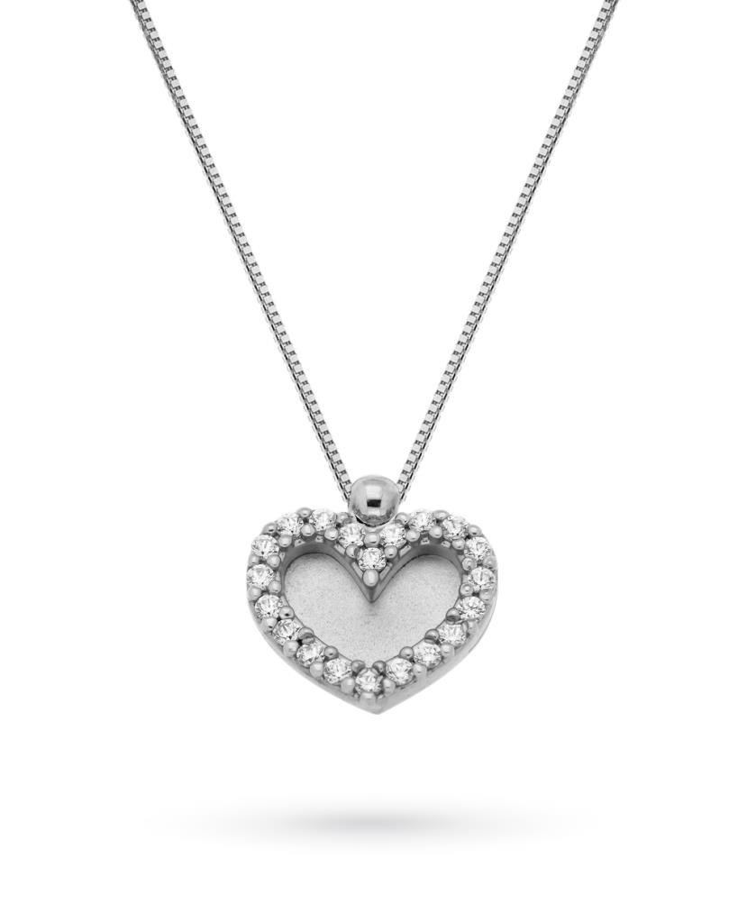 Girocollo con cuore in oro bianco e zirconi - CICALA