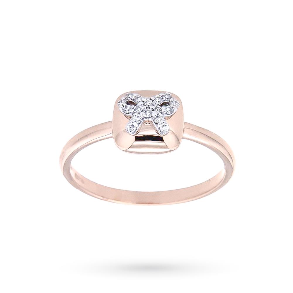 Anello oro rosa 18kt fiocco diamanti 0,09ct - CICALA