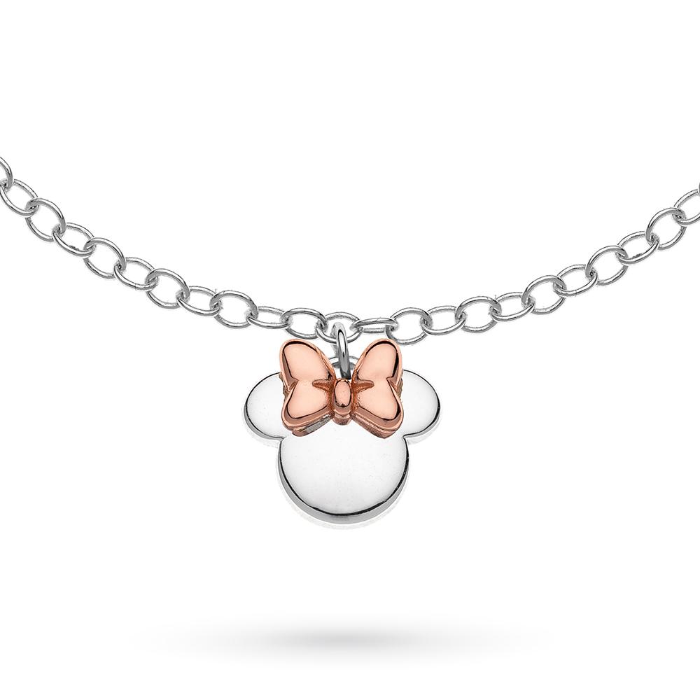  Bracciale bambini Disney Minnie argento fiocco rosa - DISNEY