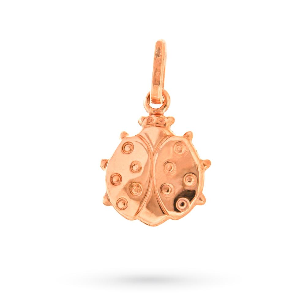 Polished 18kt rose gold ladybug pendant - LUSSO ITALIANO