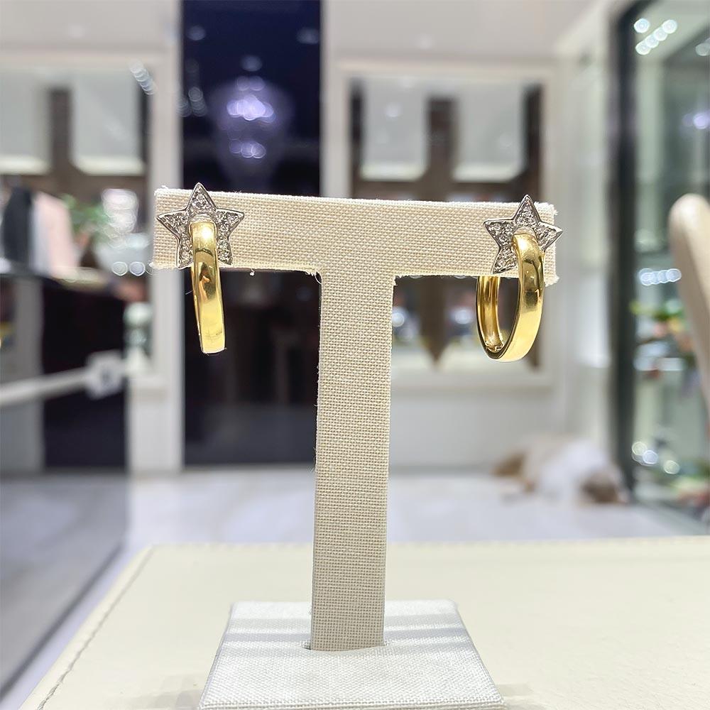  Orecchini Giorgio Visconti cerchi stelle oro diamanti 0,16ct - GIORGIO VISCONTI