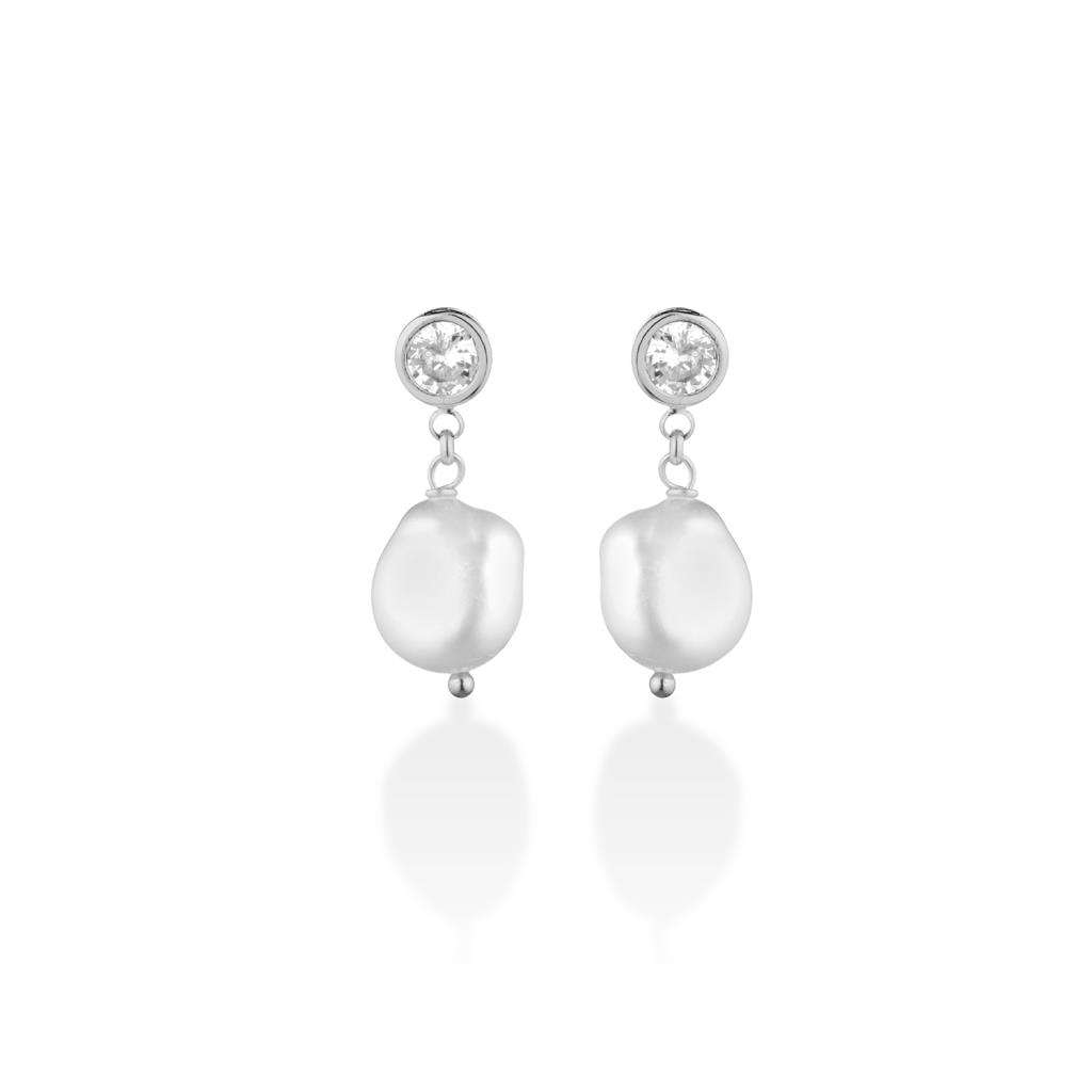 Orecchini argento zircone bianco e perla  - GLAMOUR BY LELUNE