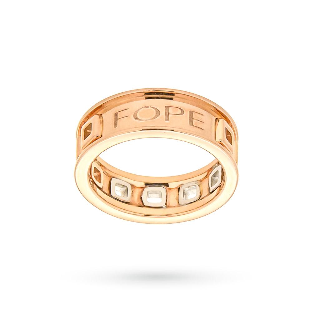  Anello FOPE oro rosa con quadrati oro bianco e diamanti - FOPE