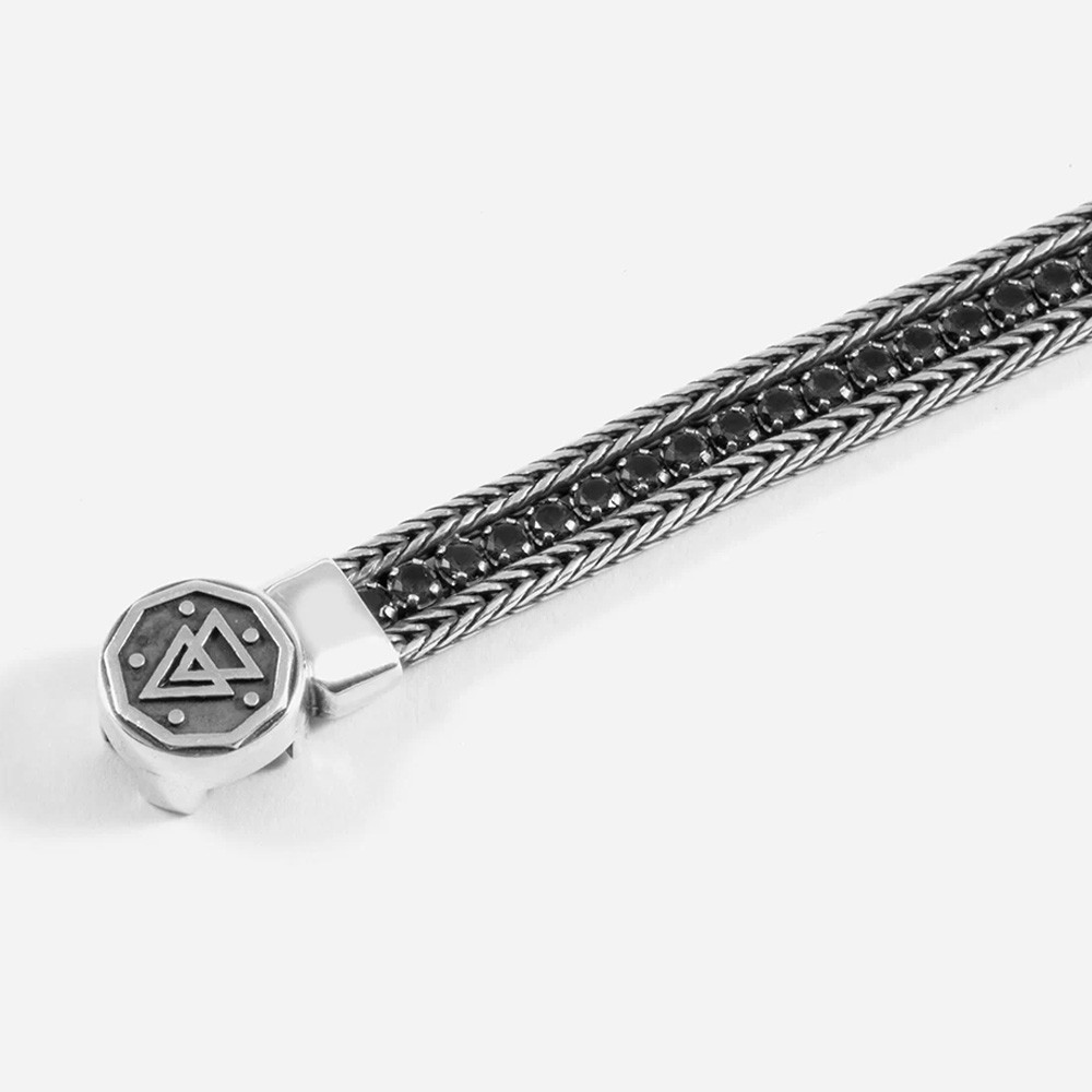  Bracciale tennis black foxtail argento brunito lucido Nove25 - NOVE25