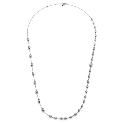 Collana lunga in argento con catena e perle ovali - UNOAERRE