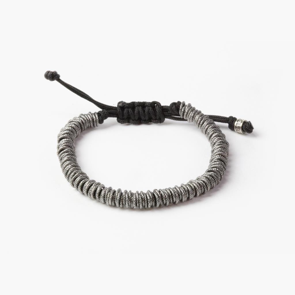 Bracciale corda maglie torchon argento brunito lucido Nove25 - NOVE25