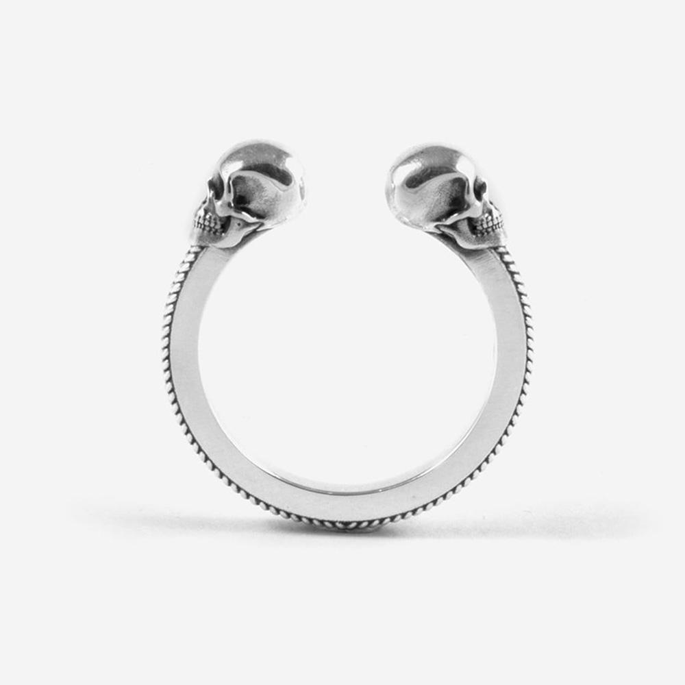  Anello Blackbone teschi argento brunito lucido Nove25 - NOVE25