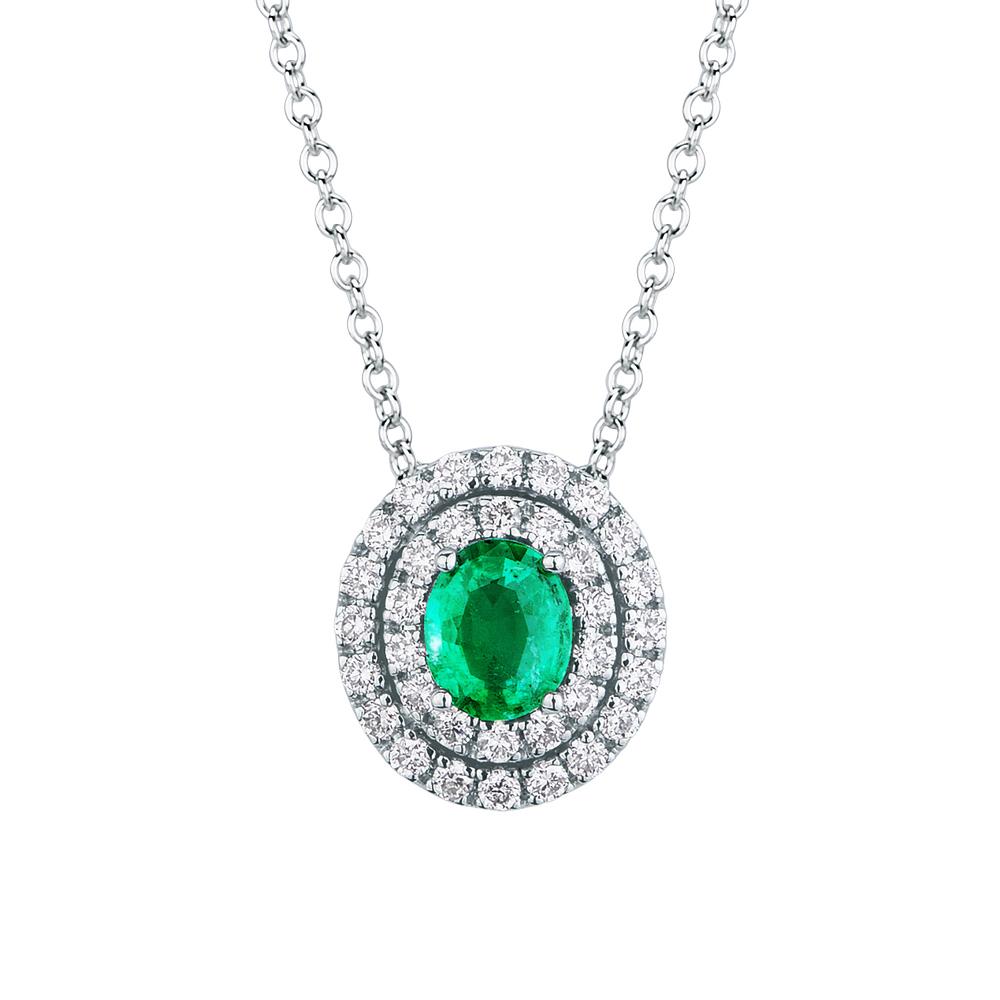  Necklace emerald oval 0,33ct diamonds 0,20ct Mirco Visconti - MIRCO VISCONTI