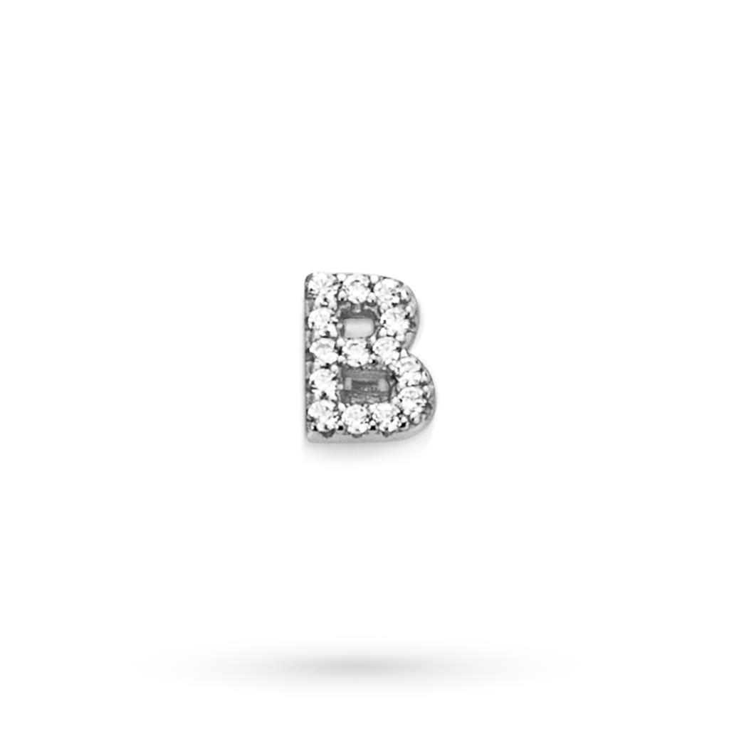 Component letter B in white silver with sapphires - MARCELLO PANE
