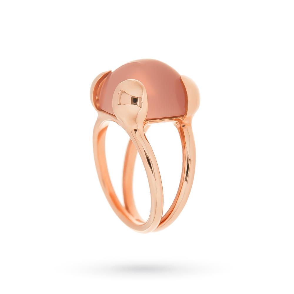 Anello oro rosa 18kt quarzo diamanti - LUSSO ITALIANO