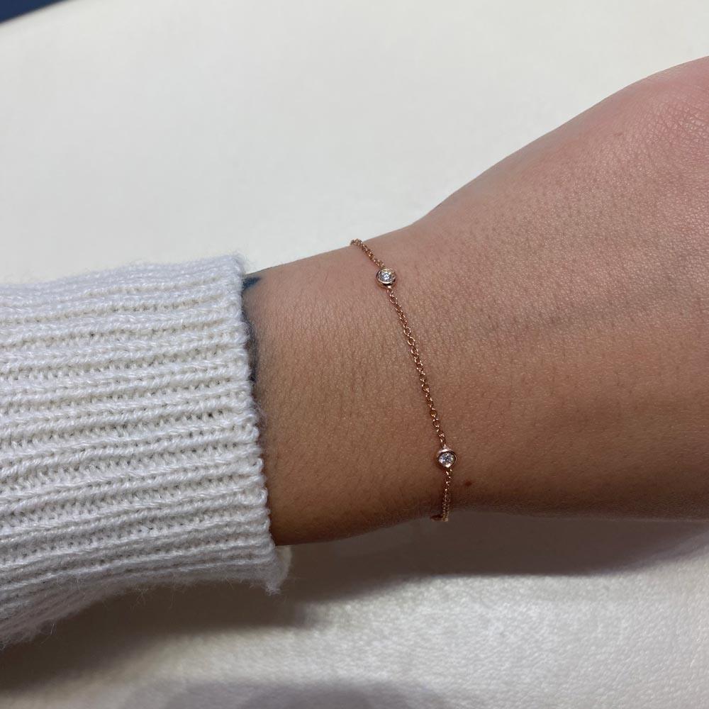 Bracciale in Oro Rosa 18kt con 5 diamanti 0,15ct - LELUNE