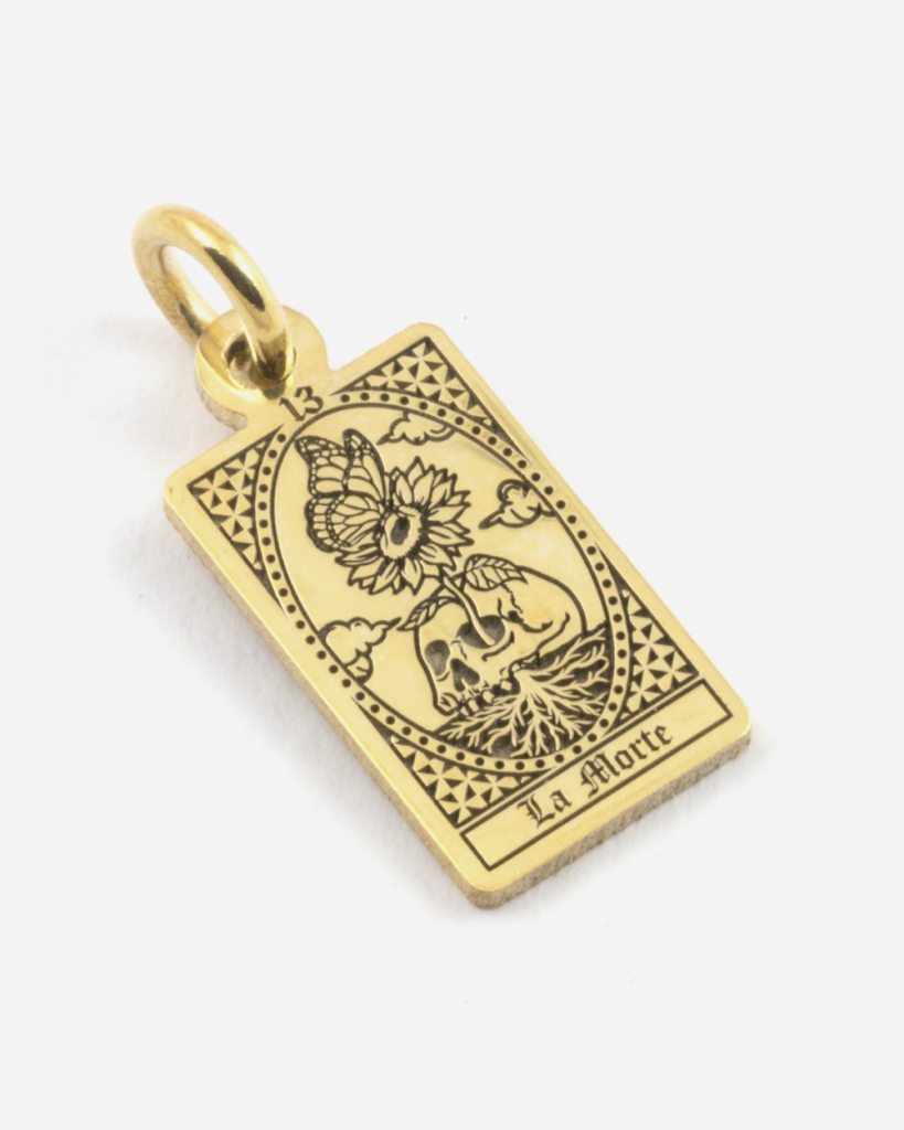 Ciondolo Carta Tarocchi La Morte in argento dorato Grande - NOVE25