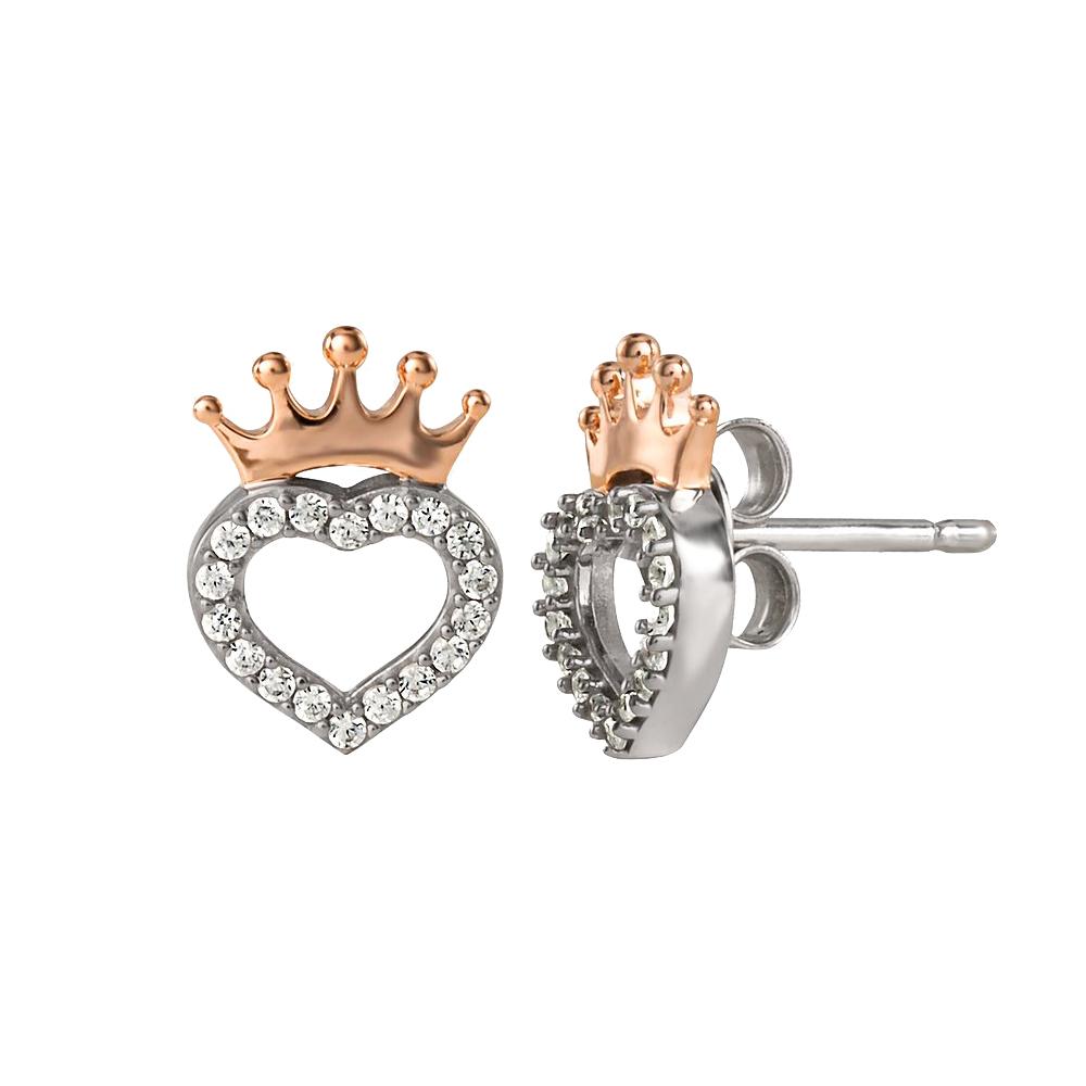  Disney princess heart crown earrings with white crystals - DISNEY
