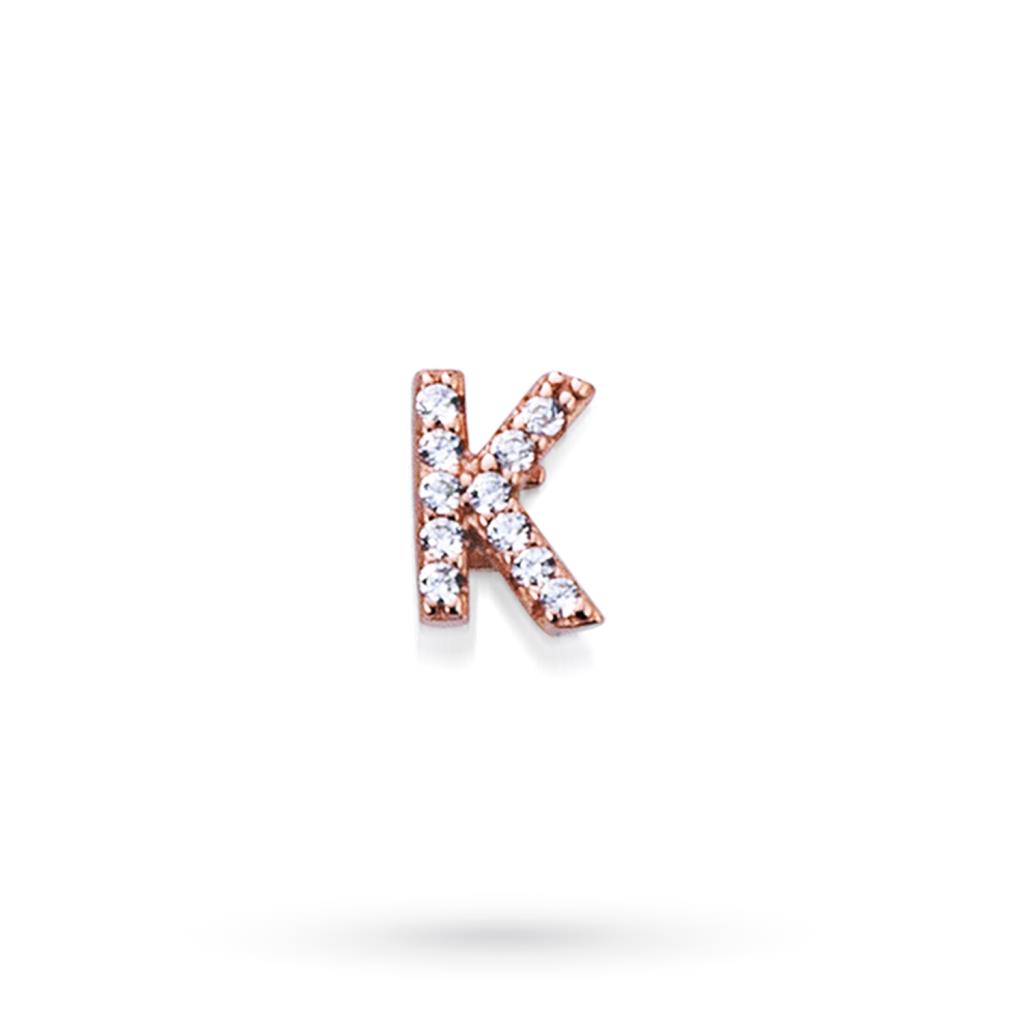 Component letter K in pink silver with sapphires - MARCELLO PANE