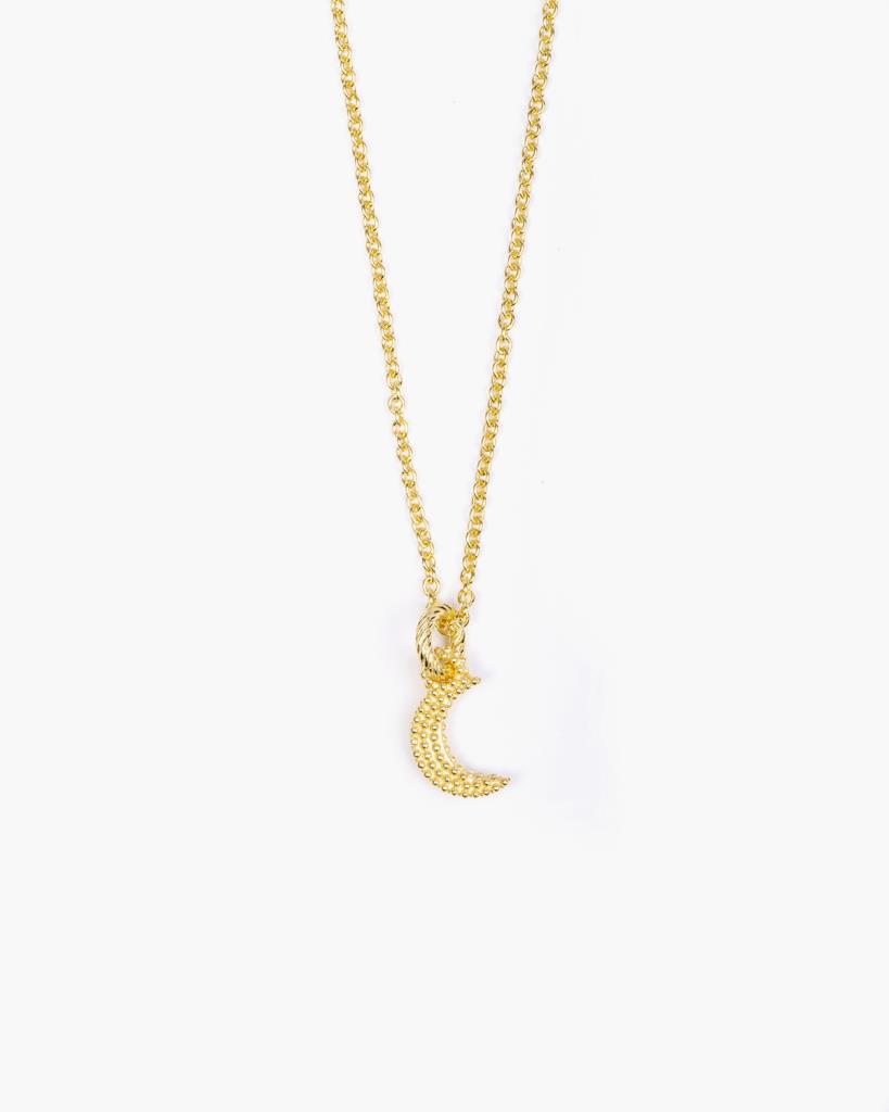 Nove25 shiny golden silver dotted moon necklace - NOVE25