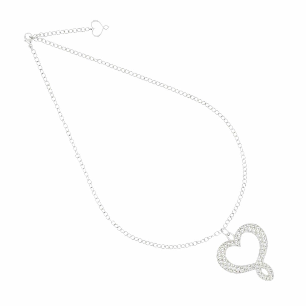 Girocollo cuore Maman trama 3,4 cm argentato - MAMAN ET SOPHIE