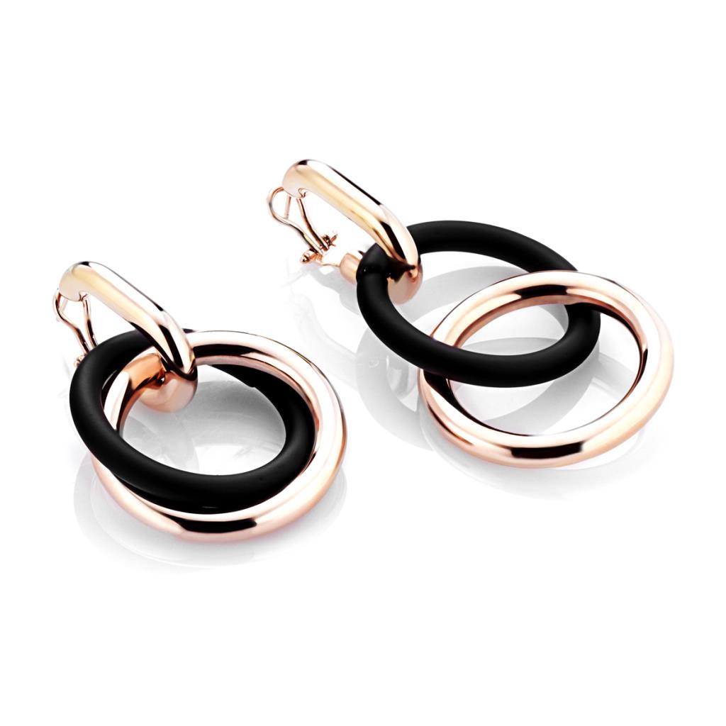 Pink silver hoop earrings Marcello Pane Rubber Black - MARCELLO PANE