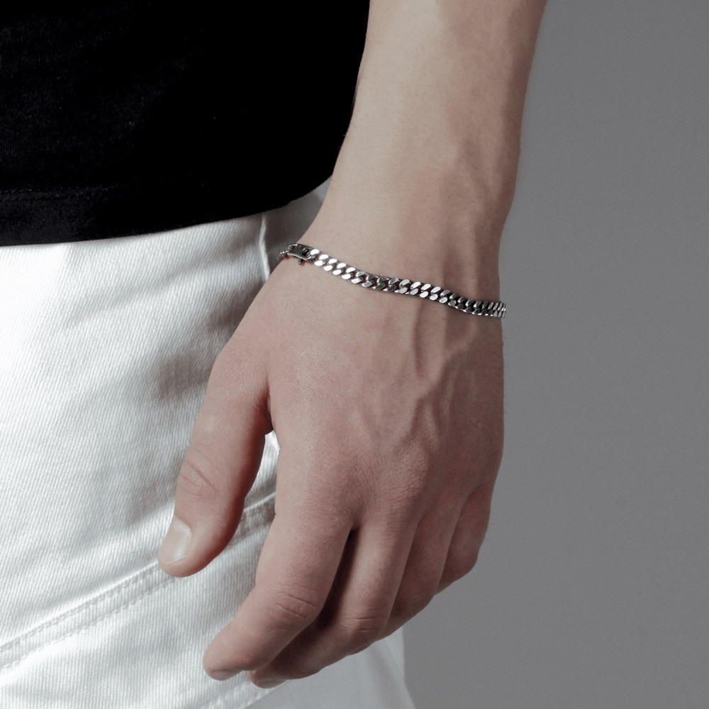 Bracciale grumetta quadrata filo 150 argento brunito lucido Nove925 - NOVE25