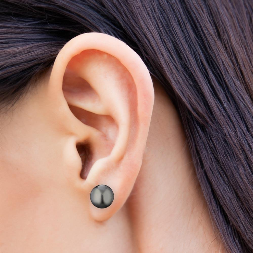  Orecchini in oro con perla Tahiti nera &Oslash; 10,00 mm - COSCIA