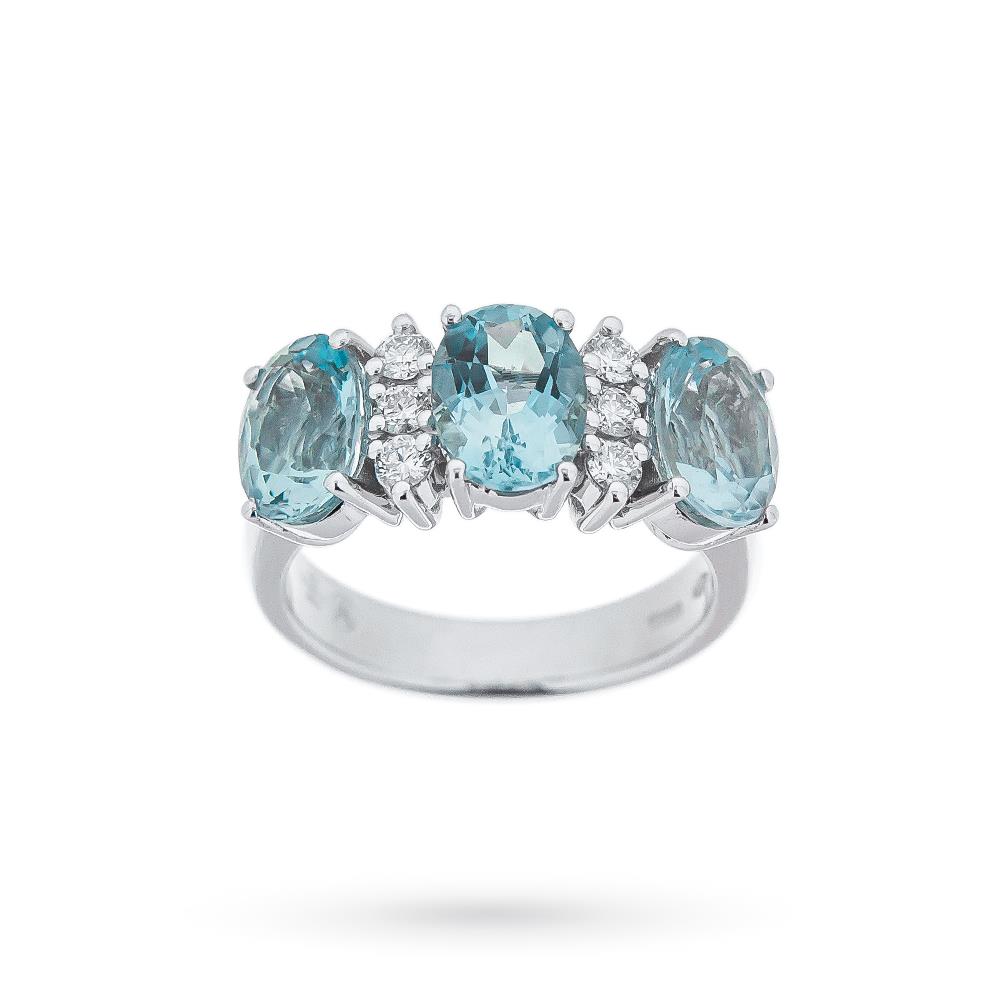 Trilogy ring aquamarine 3,47ct diamonds 0,26ct - MIRCO VISCONTI